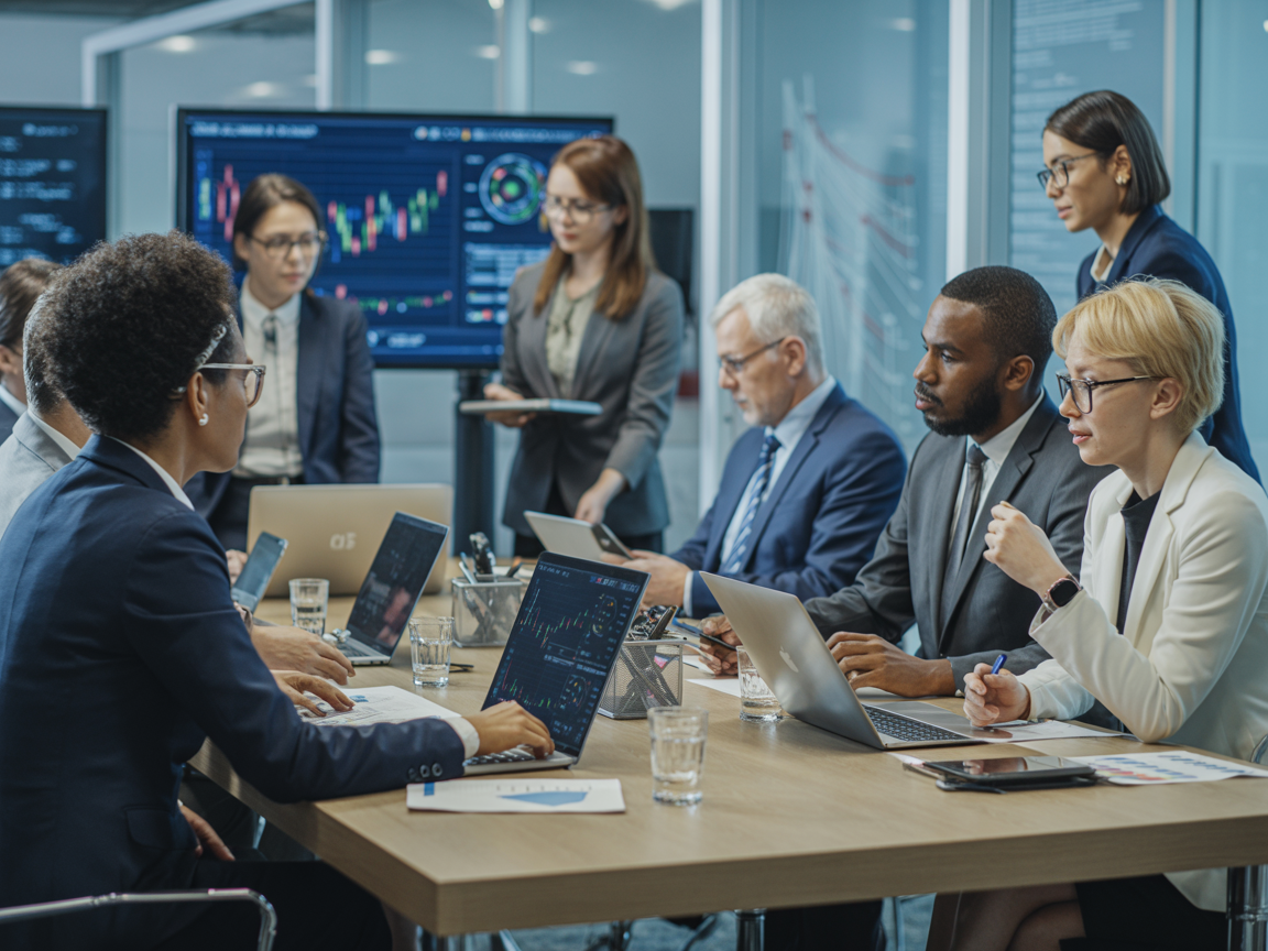 Government officials and decision-makers reviewing flood risk data and analytics - departmental coordination